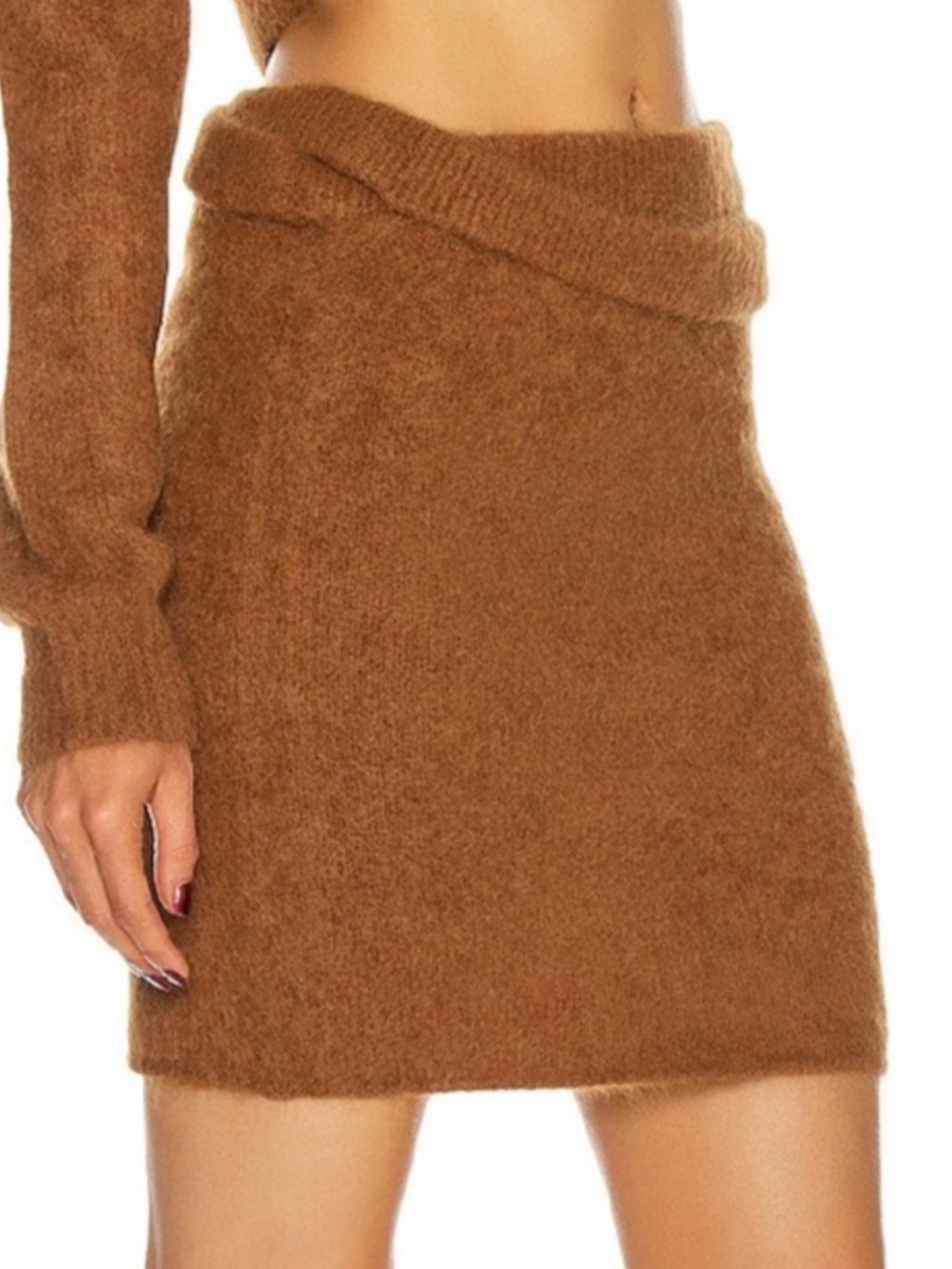 HELMUT LANG REVOLVE BROWN KNIT MINI SKIRT - Picture 4 of 8